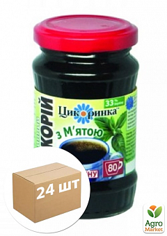 Цикорій розчинний (з м'ятою) скляна банка ТМ "Цикоринка" 200г упаковка 24шт1