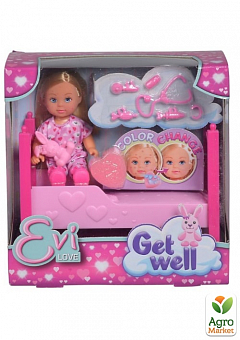 Кукла Эви "Легкое выздоровление" с изменением цвета, в постели с игрушкой и аксессуарами, 3+ Simba Toys1