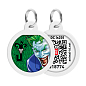 Адресник для собак и кошек металлический WAUDOG Smart ID с QR паспортом, рисунок "Джокер зеленый", круг, Д 25 мм (0625-1005ru-eng)