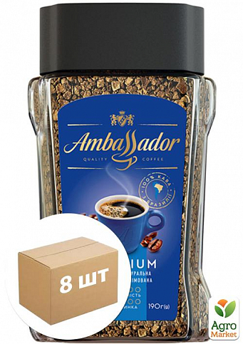 Кава розчинна Premium ТМ "Ambassador" 190г упаковка 8 шт
