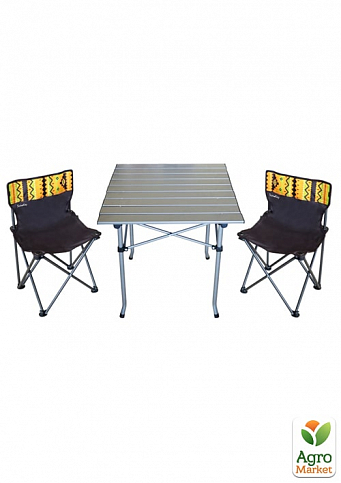 Стол раскладной алюминиевый и 2 стула со спинкой TM "Sunday" 73-813