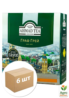 Чай Граф Грей (пачка) ТМ «Ахмад» 100 пакетиков по 2г упаковка 6шт2