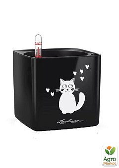 Умный вазон с автополивом Lechuza Cube Glossy Cat 4, черный блестящий (13508)2