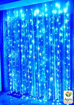 Гірлянда штора-водоспад, проз. шнур, 2*2 м, синя, з перехідником 200 LED (M-2*2 B)2