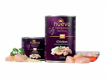Nuevo Kitten Chicken Вологий корм для кошенят з куркою, рисом і маслом лосося 400 г (5952260)