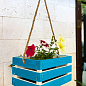 Ящик декоративный деревянный для хранения и цветов "Бланш" д. 25см, ш. 17см, в. 13см. (синий с длинной ручкой)