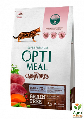Сухой корм Optimeal Для взрослых кошек Утка и Овощи 1.3 кг (3059670)