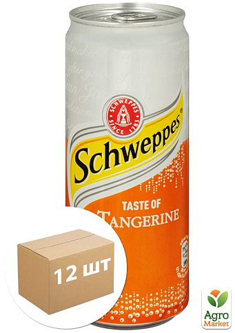 Газований напій зі смаком Мандарина ТМ "Schweppes" 0,33 л упаковка 12 шт
