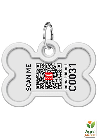 Адресник для собак и кошек металлический WAUDOG Smart ID с QR паспортом, рисунок "Корги", кость, Д 40 мм, Ш 28 мм (0640-0212)  - фото 2