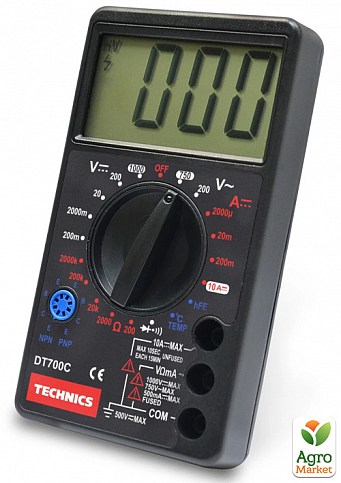 Мультиметр цифровой DT700C, 8 функций + зуммер TM "Technics" 46-821