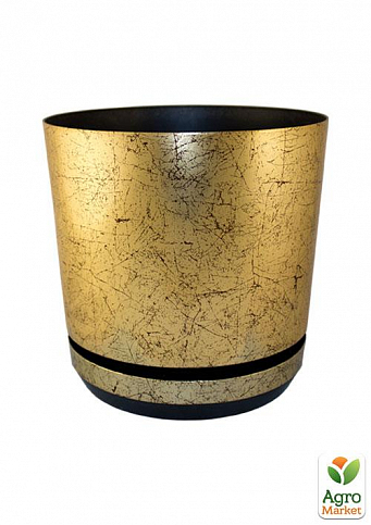 Вазон декоративный "Мрамор золотой" TM "Plastidea" высота 12см, диаметр 12см
