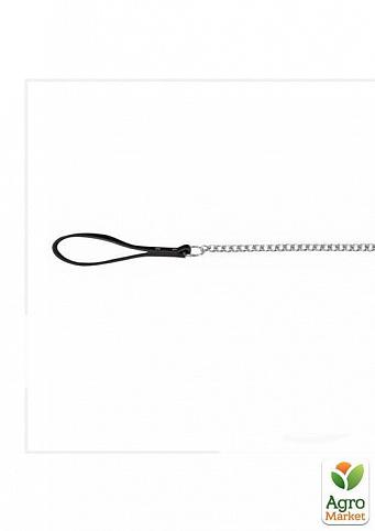 Поводок-цепь металл, с кожаной ручкой для собак (1м/3мм) "TRIXIE" TX-14042