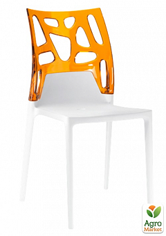 Стілець Papatya Ego-Rock біле сидіння, верх прозоро-помаранчевий (2265)1