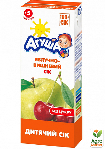 Сік яблучно-вишневий ТМ "Агуша" 0,2 л упаковка 18шт - фото 2