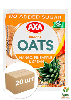 Каша овсяная (сливки, манго и ананас) без сахара ТМ "AXA" 40г упаковка 20 шт1