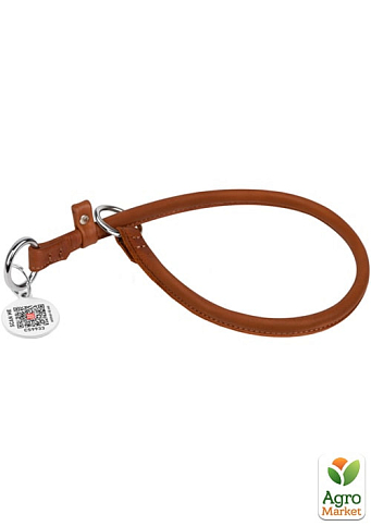 Ошейник рывковый для собак кожаный WAUDOG Soft с QR паспортом, круглая, Д 8 мм, Длинна 40 см коричневая (75156)
