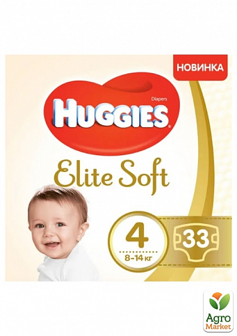 Huggies Elite Soft Размер 4 (8-14 кг), 33 шт