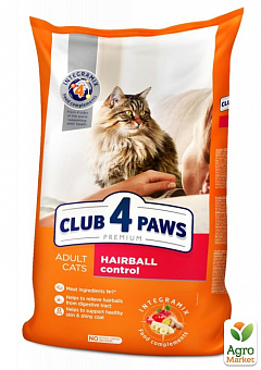 Сухой корм Клуб 4 Лапы Премиум  для взрослых кошек с эффектом выведения шерсти из пищеварительной системы 14 кг (2941420)2