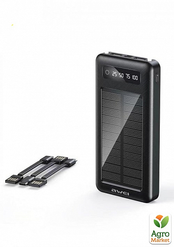 Зовнішній акумулятор Awei P129K Power Bank Solar panel 10000 mAh - фото 2