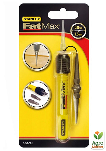 Добойник “FatMax® Interchangeable Nail Set” с переставным наконечником 0,8 мм+1,6 мм, длиной 76 мм STANLEY 1-58-501 (1-58-501)