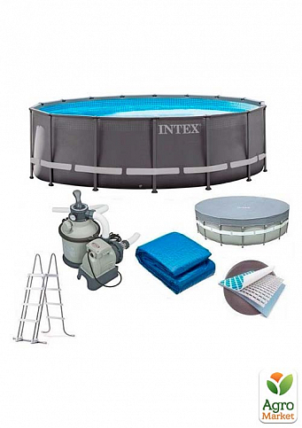Каркасный бассейн 610х122 см, 6000 л/ч, лестница, тент, подстилка ТМ "Intex" (26334) - фото 2