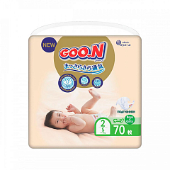 Підгузки GOO.N Premium Soft для дітей 4-8 кг (розмір 2(S), на липучках, унісекс, 70 шт)1