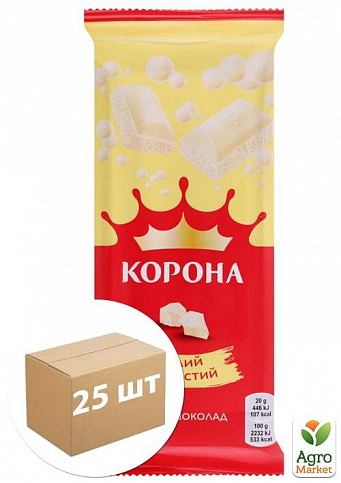 Шоколад білий пористий ТМ "Корона" 80г упаковка 25 шт