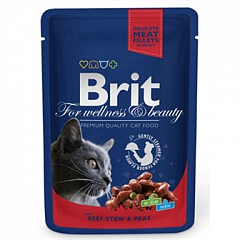 Brit Premium Beef Stew & Peas Вологий корм для кішок з яловичиною і горошком в соусі 100 г (5059820)1