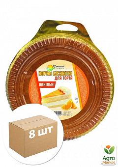 Бісквітні коржі для торта Ванільні (коробка ПЕТ) ТМ "Домашні Продукти" 400г упаковка 8 шт1