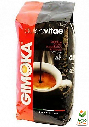 Кава зерно (DULCIS VITAE) червоно-чорна ТМ "GIMOKA" 1кг упаковка 12шт - фото 2