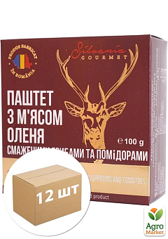 Паштет з м'ясом оленя, смаженими грибами та томатами TM "Silvania" 100г упаковка 12 шт1