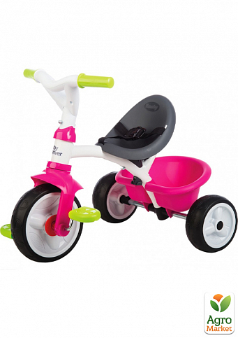 Дитячий металевий велосипед «Бебі Драйвер» з козирком і багажником, рожево-зелений, 10 міс. Smoby Toys - фото 2