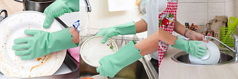 Силиконовые перчатки для мойки посуды SKL32-152838 - фото 5