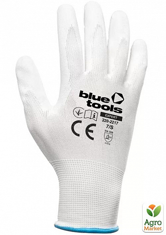 Стрейчевые перчатки с полиуретановым покрытием BLUETOOLS Sensitive (7"/S) (220-2217-07) 