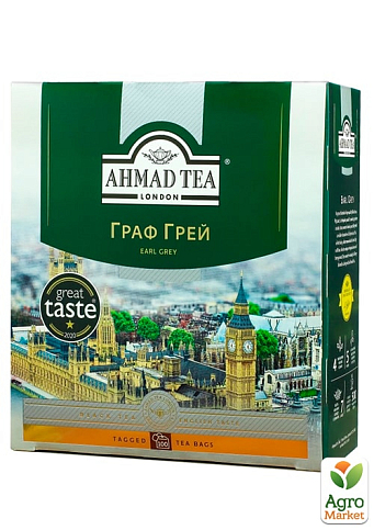 Чай Граф Грей (пачка) ТМ «Ахмад» 100 пакетиков по 2г упаковка 6шт - фото 2