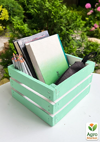 Ящик декоративный деревянный для хранения и цветов "Джусино" д. 22см, ш. 20см, в. 13см. (бирюзовый) - фото 4