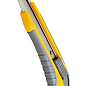 Нож MASTERTOOL ЭРГО 18 мм ABS пластик TPR покрытие с металлической направляющей кнопочный фиксатор 3 лезвия 17-0111