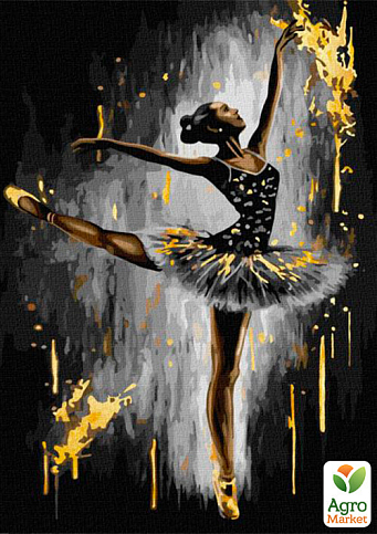 Картина за номерами - Граціозна балерина з фарбами металік extra KHO8315
