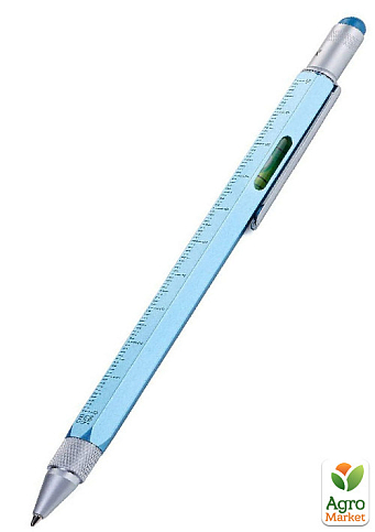 Шариковая многозадачная ручка Troika Construction со стилусом, линейкой, отверткой и уровнем, голубой (PIP20/MB)