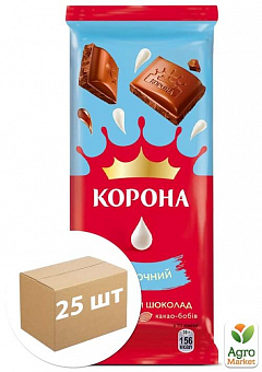 Шоколад молочный без добавок ТМ "Корона" 85г упаковка 25 шт1