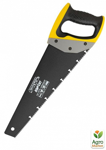Ножовка столярная MASTERTOOL BLACK ALLIGATOR 350 мм 9TPI MAX CUT закаленный зуб 3D заточка тефлоновое покрытие 14-2435 - фото 2