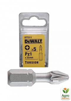 Набор бит DeWALT "Torsion", Pozidriv, Pz1, L=25 мм, 5 шт DT7211 ТМ DeWALT1