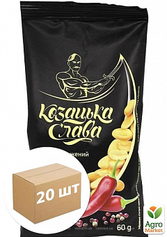 Арахіс смажений солоний зі смаком гострого перцю ТМ "Козацька Слава" 60г упаковка 20 шт2
