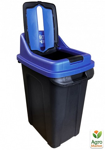 Бак для сортировки мусора Planet Re-Cycler 70 л черный - синий (бумага) (12193) - фото 2