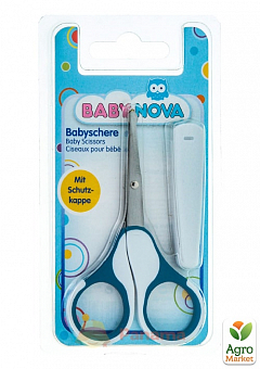 Ножницы безопасные с колпачком Baby-Nova голубые2