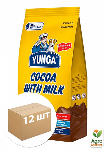 Напій розчинний какао з молоком ТМ «Юнга» пакет 150г упаковка 12шт