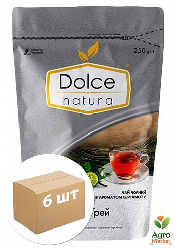 Чай Граф грей (чорний з бергамотом) Дой-пак ТМ "Dolce Natura" 250 г упаковка 6шт