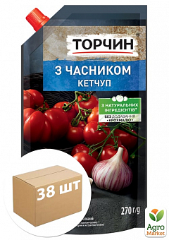 Кетчуп з часником ТМ "Торчин" 270г упаковка 38шт2