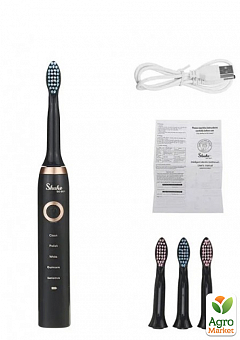 Електрична зубна щітка Shuke з 4-ма насадками Чорний1
