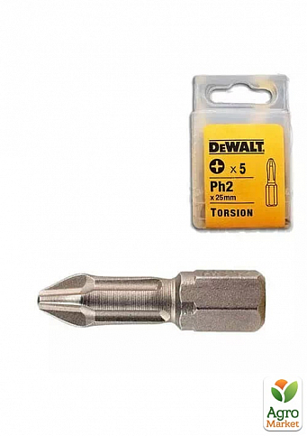 Набір біт DeWALT "Torsion Extra Grip", Philips, Ph2, L = 50 мм, 5 шт DT7246 ТМ DeWALT